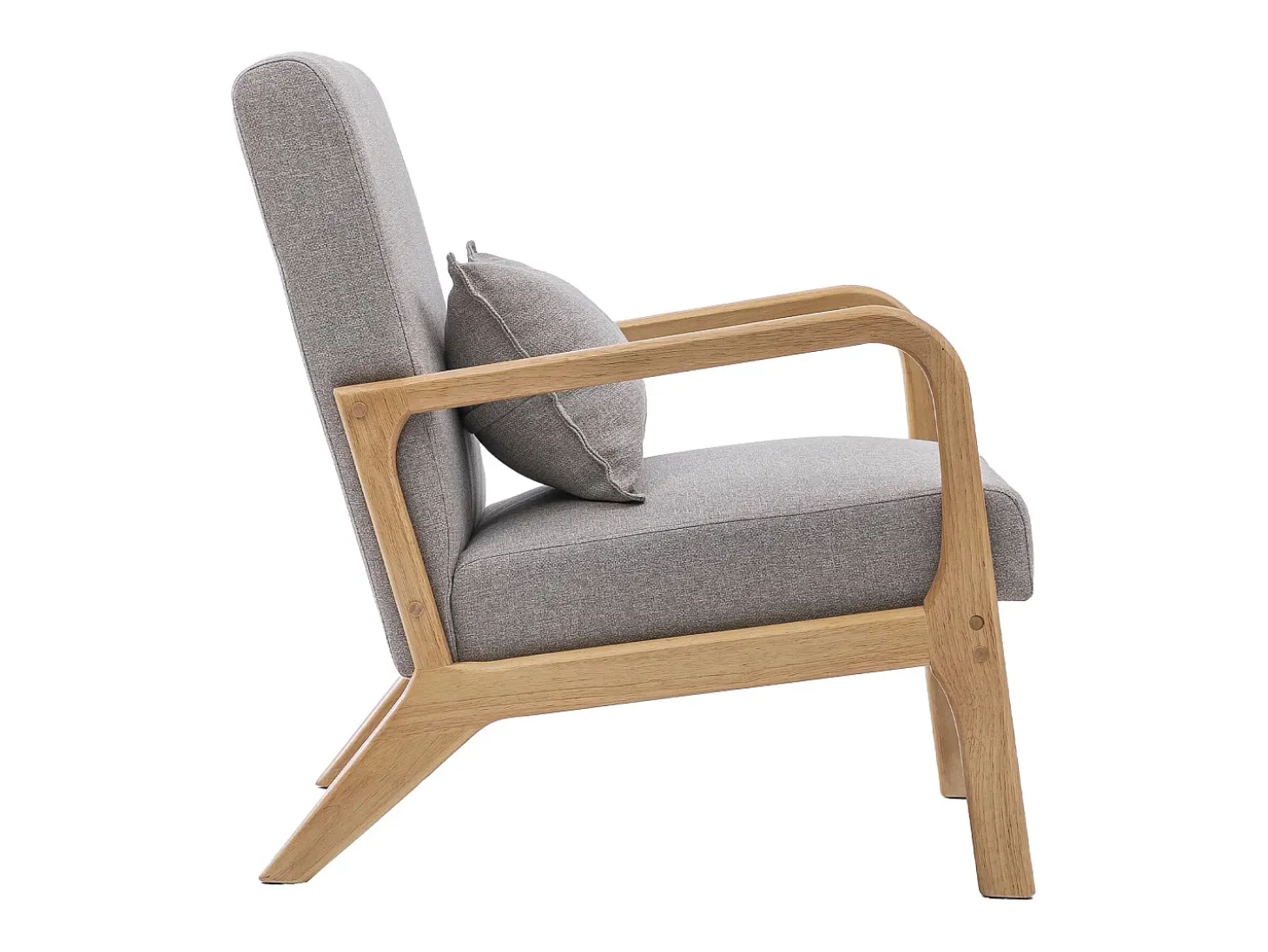 Butaca de 78x65x75 cm con estructura de madera y tela con cojín lumbar en gris Nicole
