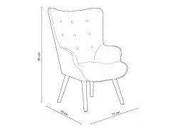Butaca de 95x71x75 cm con reposabrazos en color turquesa y patas de madera negras Dakota