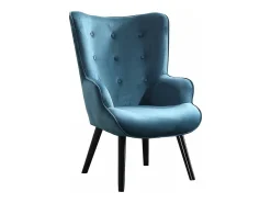 Butaca de 95x71x75 cm con reposabrazos en color turquesa y patas de madera negras Dakota