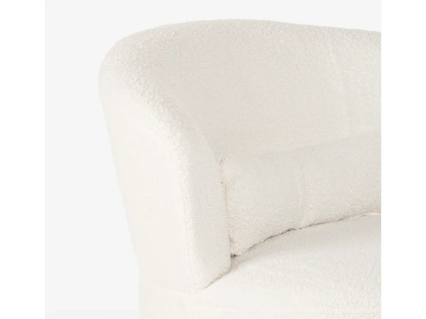 Butaca giratoria moderna para el salón en tela de bouclè Yammy - Blanco