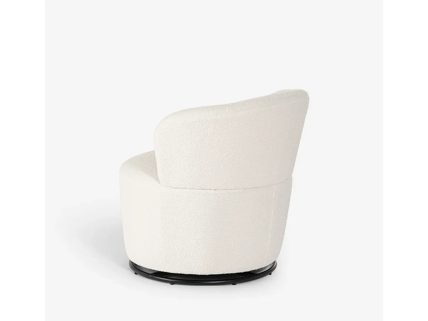 Butaca giratoria moderna para el salón en tela de bouclè Yammy - Blanco