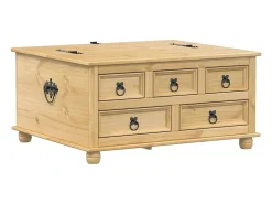Caja de almacenaje Corona madera maciza de pino 90x78x45 cm ES890224