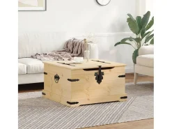 Caja de almacenaje Corona madera maciza de pino 78x78x45 cm ES686548