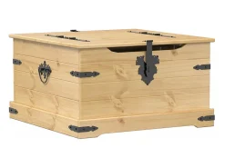 Caja de almacenaje Corona madera maciza de pino 78x78x45 cm ES686548