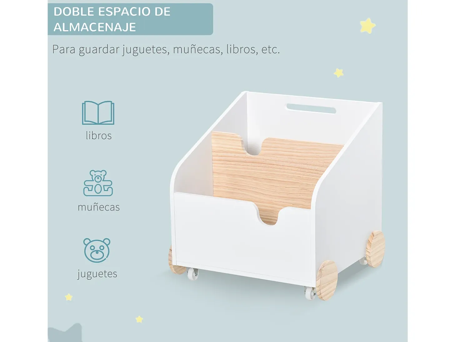 Caja de almacenaje de juguetes blanco 40x43x43 cm HOMCOM