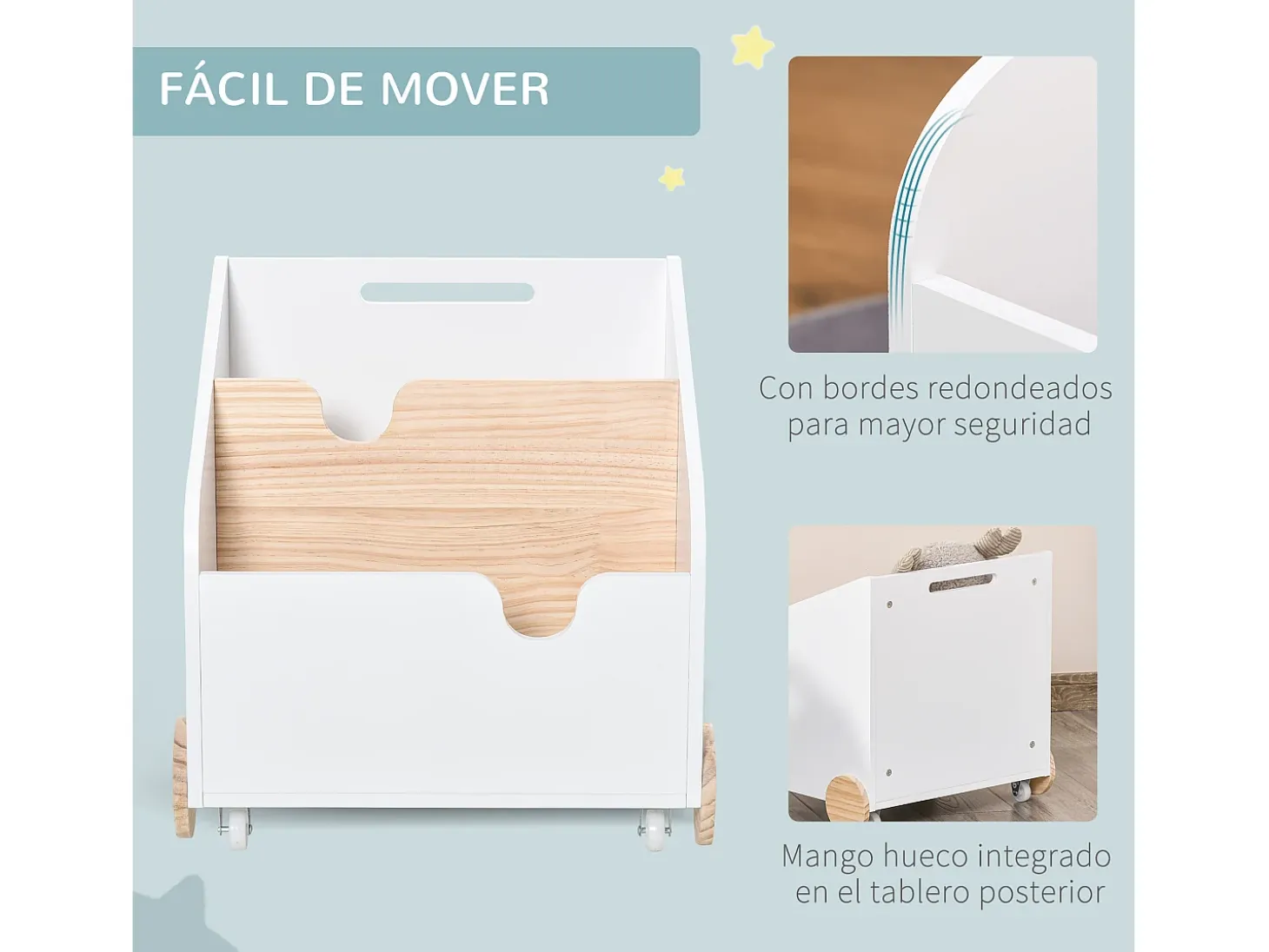 Caja de almacenaje de juguetes blanco 40x43x43 cm HOMCOM