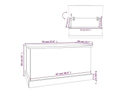 Caja de almacenaje de madera de ingeniería blanca 70x40x38 cm