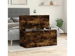 Caja de almacenaje madera ingeniería roble ahumado 100x42x46 cm ES242426