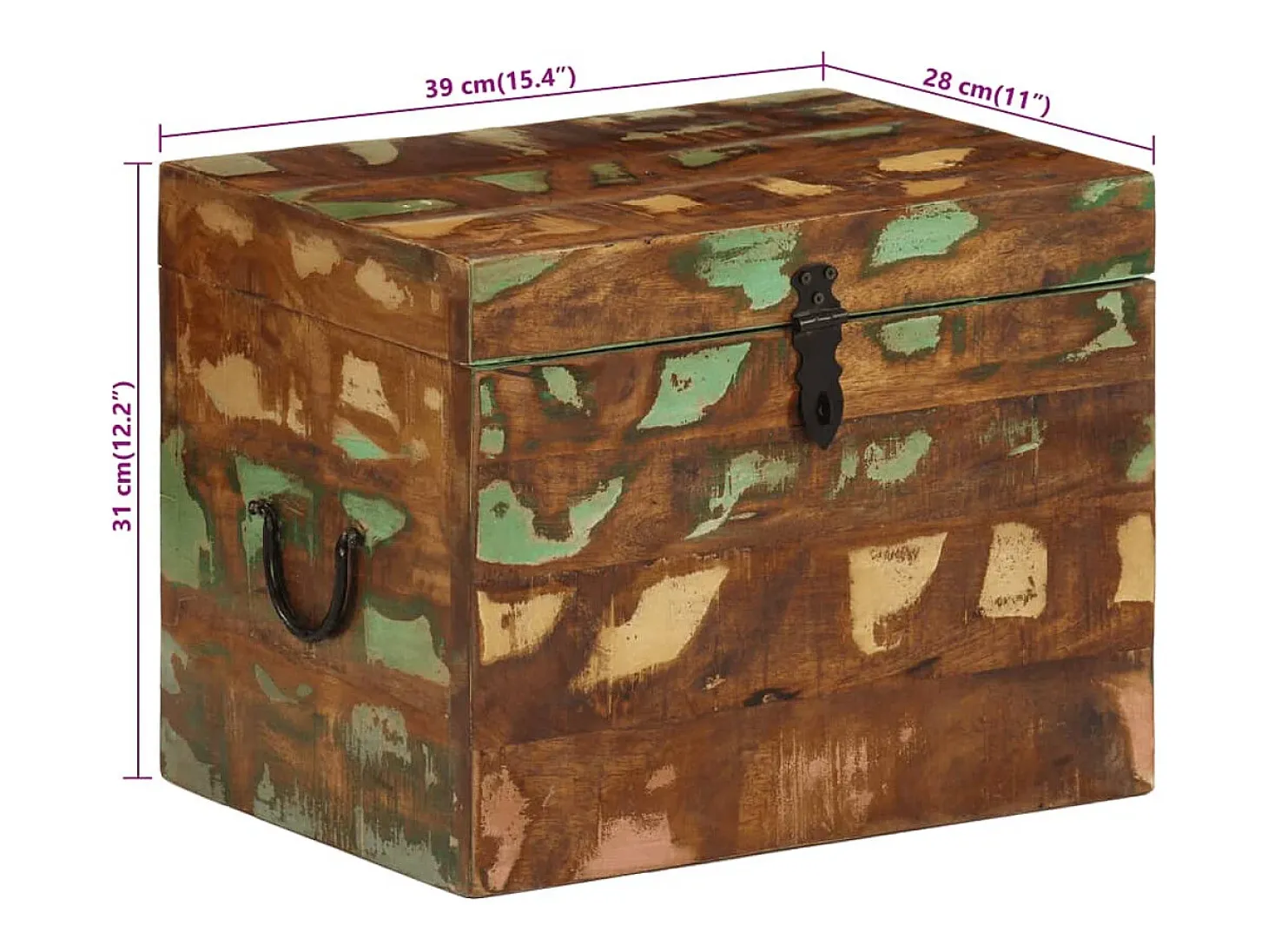 Caja de almacenamiento madera maciza reciclada