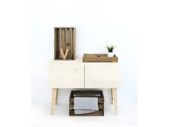Caja de madera maciza en tono roble oscuro de 49x30,5x17,5cm - BOX - DECOWOOD