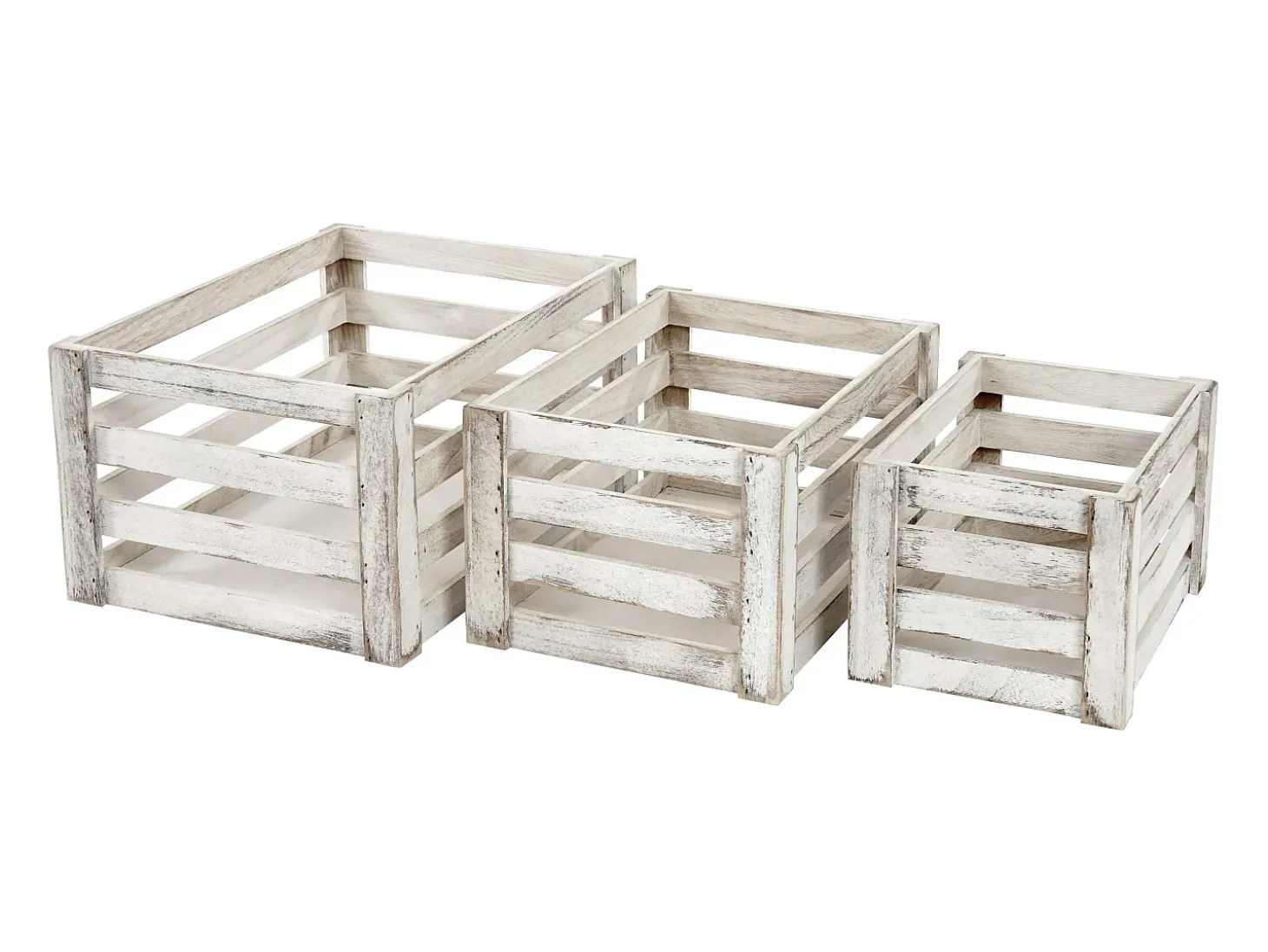 Caja de madera MCW-C56 (juego de 3), blanco, desgastado