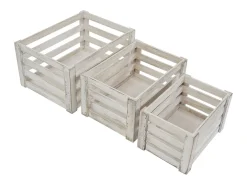 Caja de madera MCW-C56 (juego de 3), blanco, desgastado