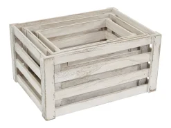 Caja de madera MCW-C56 (juego de 3), blanco, desgastado