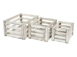 Caja de madera MCW-C56 (juego de 3), blanco, desgastado