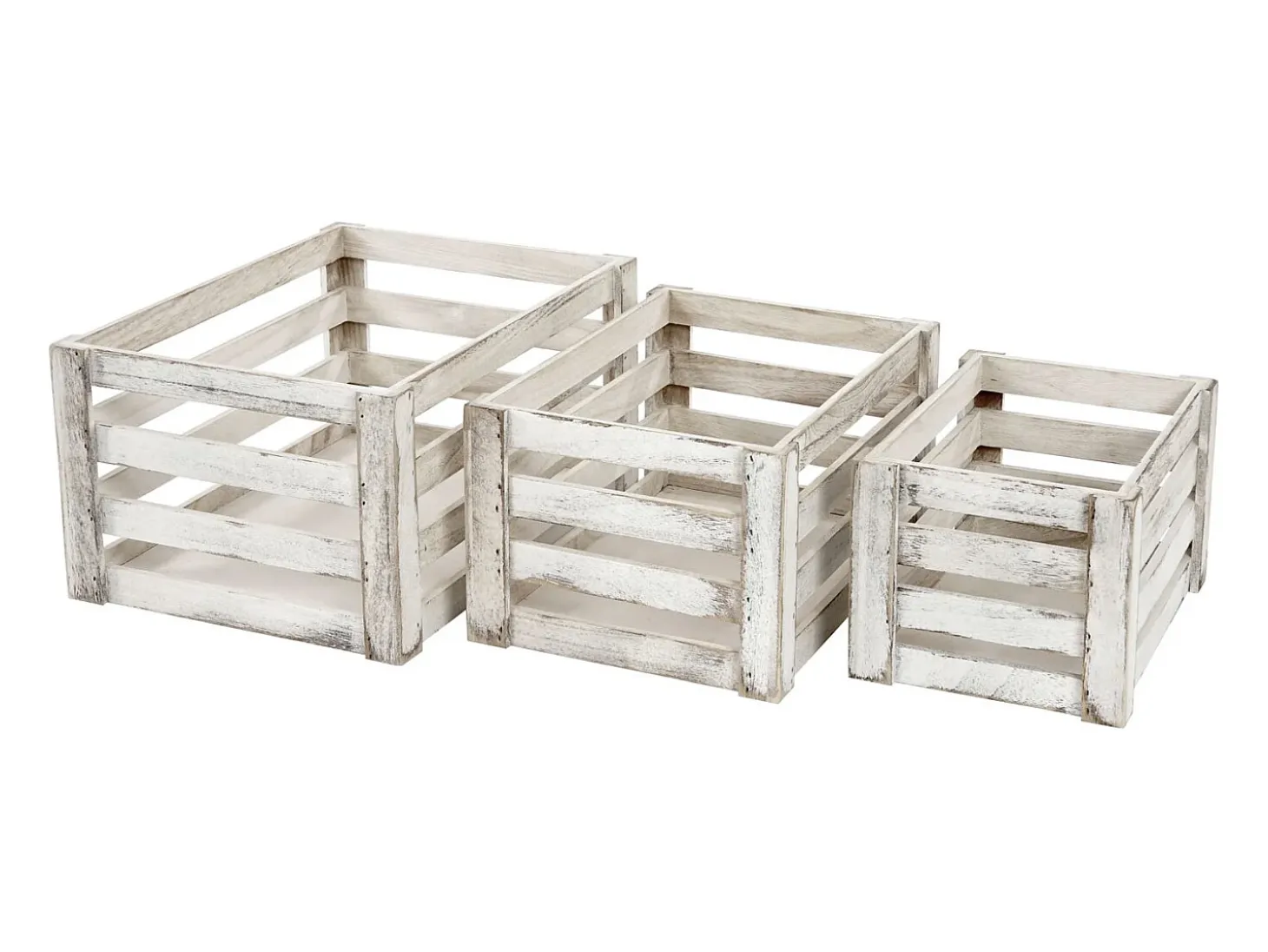 Caja de madera MCW-C56 (juego de 3), blanco, desgastado