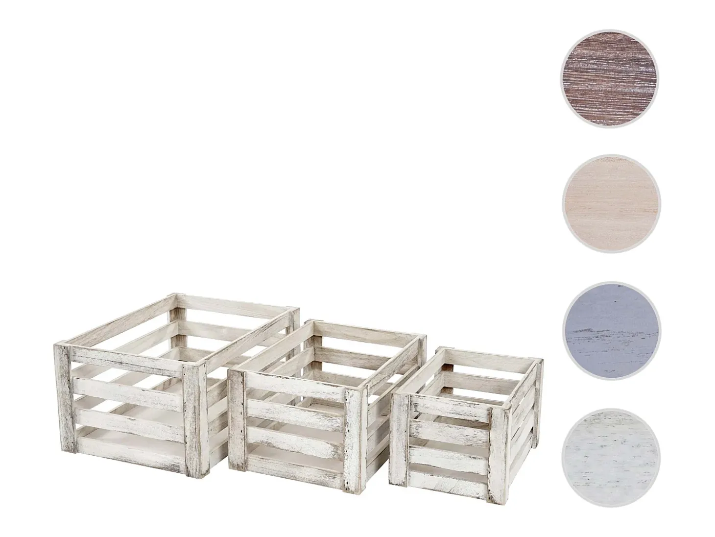 Caja de madera MCW-C56 (juego de 3), blanco, desgastado