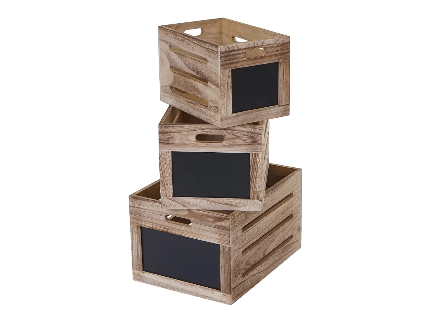 Caja de madera MCW-E11 (juego de 3), marrón natural