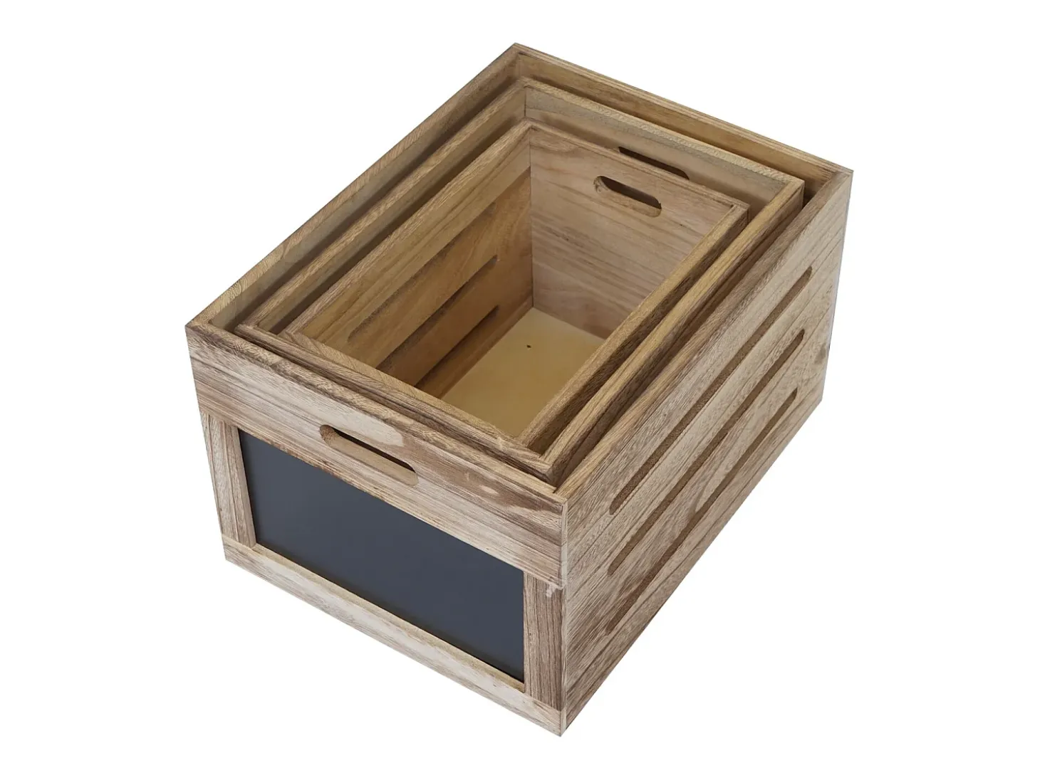 Caja de madera MCW-E11 (juego de 3), marrón natural