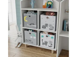Caja plegable gris (gatos y pájaros) 30x30x30