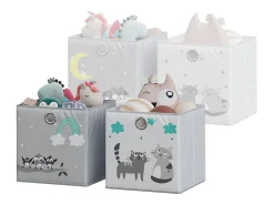 Caja plegable gris (gatos y pájaros) 30x30x30