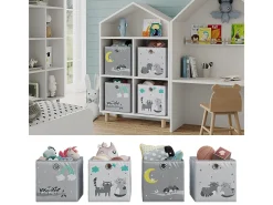 Caja plegable gris (gatos y pájaros) 30x30x30