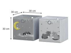 Caja plegable gris (gatos y pájaros) 30x30x30