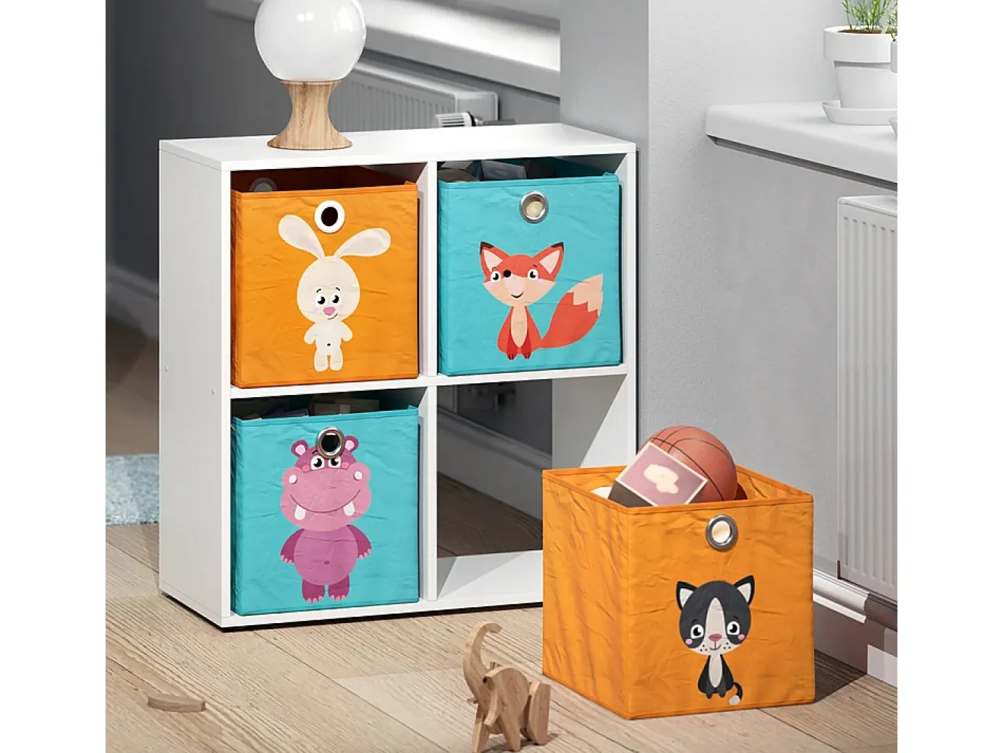 Caja plegable naranja/azul 30x30x30