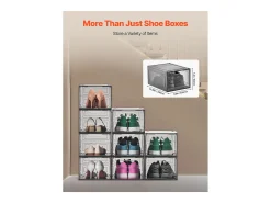 Cajas Apilables para Zapatos SucceBuy, Lote de 9, para Guardar Zapatos Hasta la Talla 13 de EE. UU., de Plástico, para Guardar Botas, Negro Transparente
