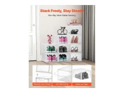 Cajas Apilables para Zapatos SucceBuy, Lote de 9, para Guardar Zapatos Hasta la Talla 13 (EE. UU.), de Plástico, para Guardar Botas, Blanco Transparente