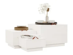 Cajas de almacenaje con tapa 3 pzas madera maciza pino blanca