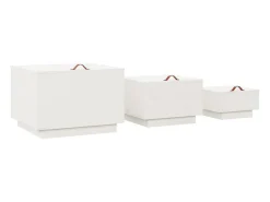 Cajas de almacenaje con tapa 3 pzas madera maciza pino blanca