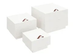 Cajas de almacenaje con tapa 3 pzas madera maciza pino blanca