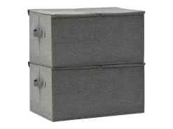 Cajas de almacenamiento plegables de tela con 2 compartimentos, juego de 2, color antracita