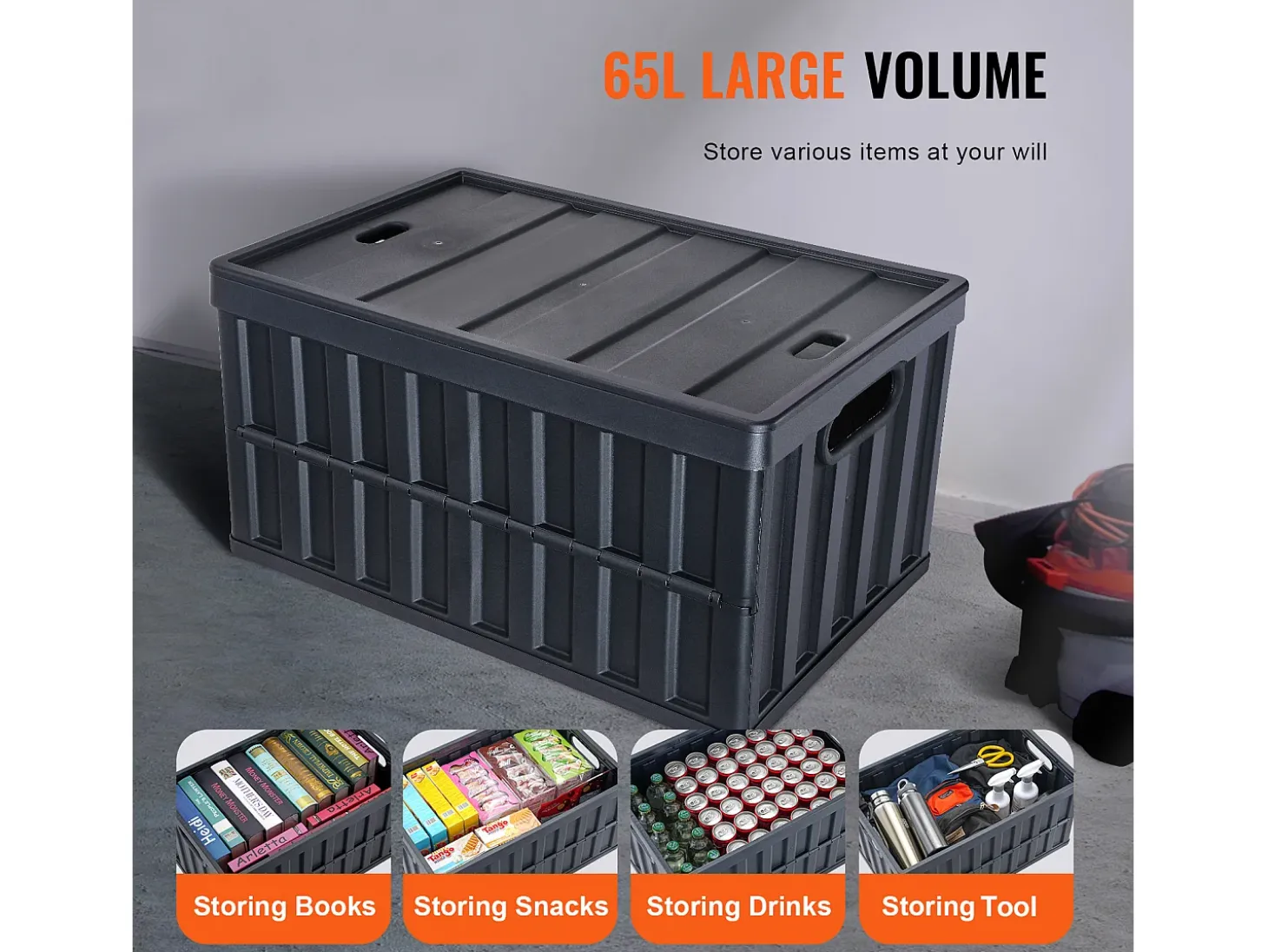 Cajas de Almacenamiento SucceBuy Plegables SucceBuy 65 L, Lote de 3 con Tapas, Apilables y Plegables