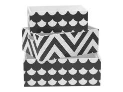 Cajas Set de 3 MDF blanco y negro 15x40x28/13x35x23/11x30x18cm