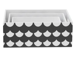 Cajas Set de 3 MDF blanco y negro 15x40x28/13x35x23/11x30x18cm