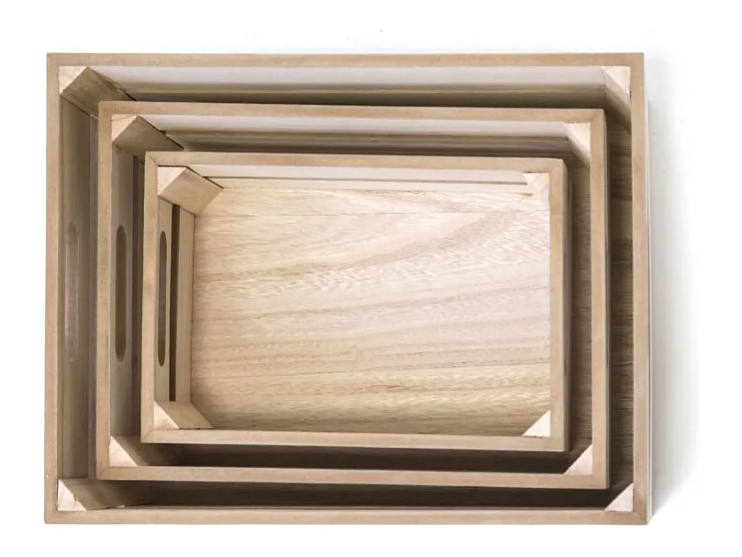 Cajas Set de 3 MDF marrón 17x28x15/32x23x12/27x18x10cm