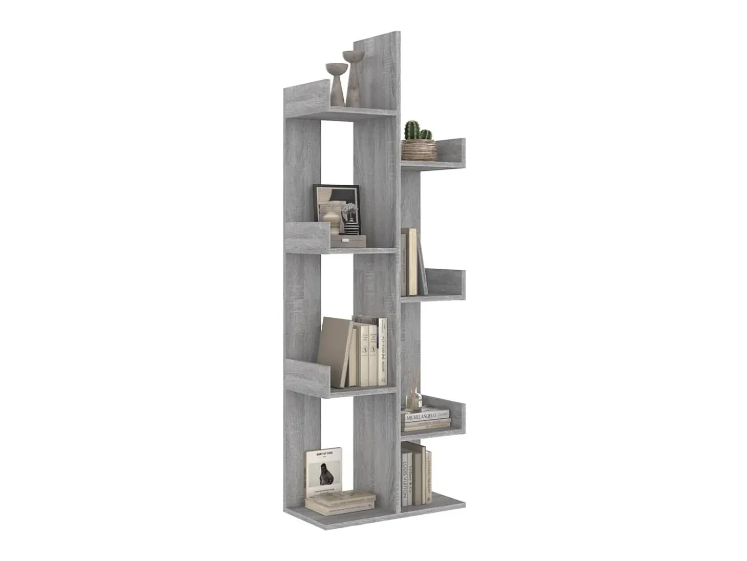 Candler Estantería madera contrachapada gris Sonoma 48x25,5x140 cm