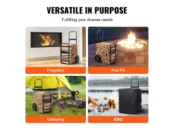 Carretilla para Leña SucceBuy, Capacidad de 113,4 kg, Transportador de Madera con Ruedas de PU, Plataforma Rodante
