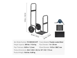 Carretilla para Leña SucceBuy, Capacidad de 113,4 kg, Transportador de Madera con Ruedas de PU, Plataforma Rodante