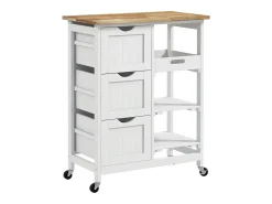 Carrito auxiliar Austen Homocm 3 cajones con 2 estantes y bandeja extraíble blanco 85,5x67x37 cm