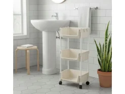 Carrito auxiliar Reddie con 3 niveles y ruedas beige 74,7x35x26,5 cm