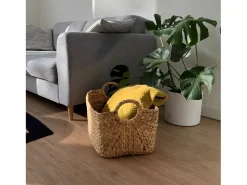 Cesta de jacinto de agua con asas - 46 x 27 x 27 cm