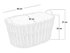 Cesta de mimbre para leña con revestimiento interior de yute