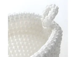 Cesta redonda de malla de ganchillo blanco de 12x10cm