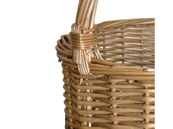 Cesta redonda modelo Sara en mimbre con asa, diámetro 27 cm, altura 26 cm