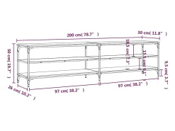 Chiloquin Mueble TV metal y madera contrachapada roble Sonoma 200x30x50cm