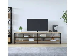 Chiloquin Mueble TV metal y madera contrachapada roble Sonoma 200x30x50cm