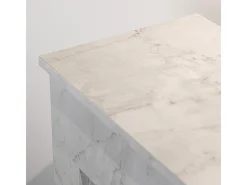 Chimenea de bioetanol de pie BELLINI de madera efecto mármol blanco, fabricada en Italia, L96 x P35 x H96