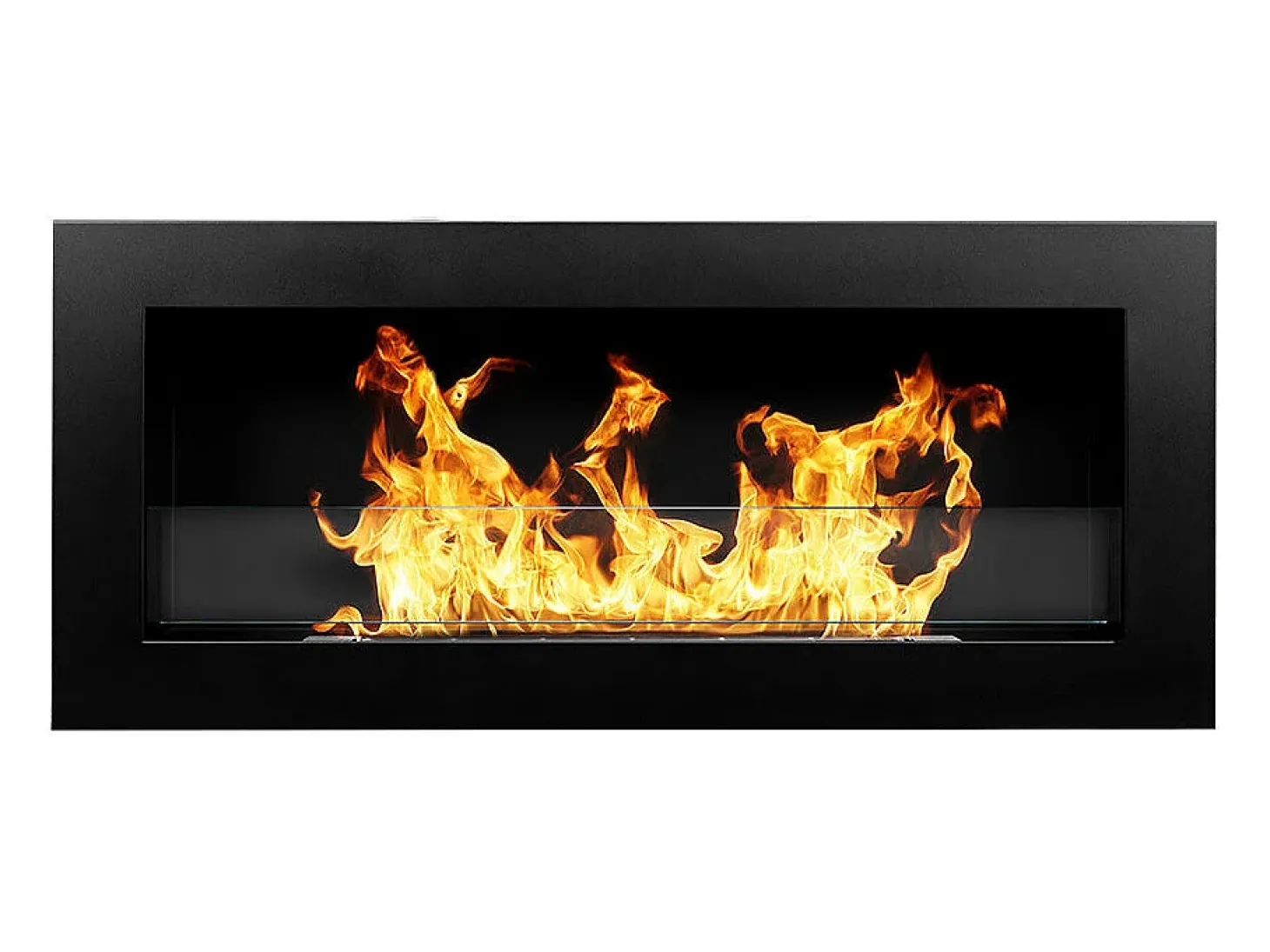 Chimenea de bioetanol Livorno Black de pared o empotrada, L 90 x P 12 x H 40 con cristal